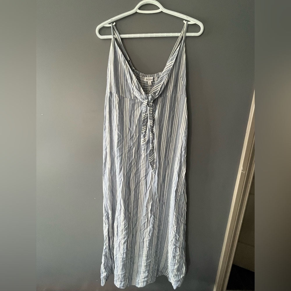 Salty lemon Blue and White Striped Maxi Dress